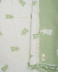 Teddy Gauze Receiving Blanket with Pouch