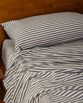 Classic Micro Twill Stripe Melange Flat Top Sheet Steel Grey
