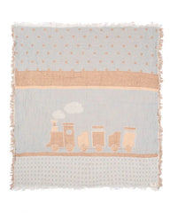 Choo-Choo Train Gauze Receiving Blanket Single with Pouch