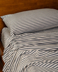 Classic Micro Twill Stripe Melange Flat Top Sheet Steel Grey