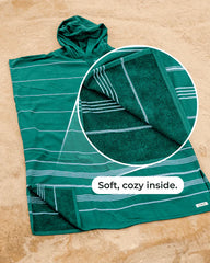 Classic Stripe Hooded Poncho - Celadon Green