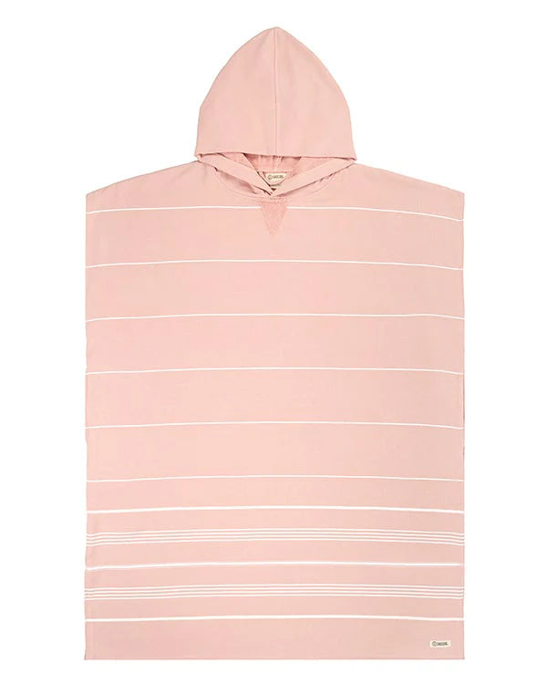 Classic Stripe Hooded Poncho - Misty Rose