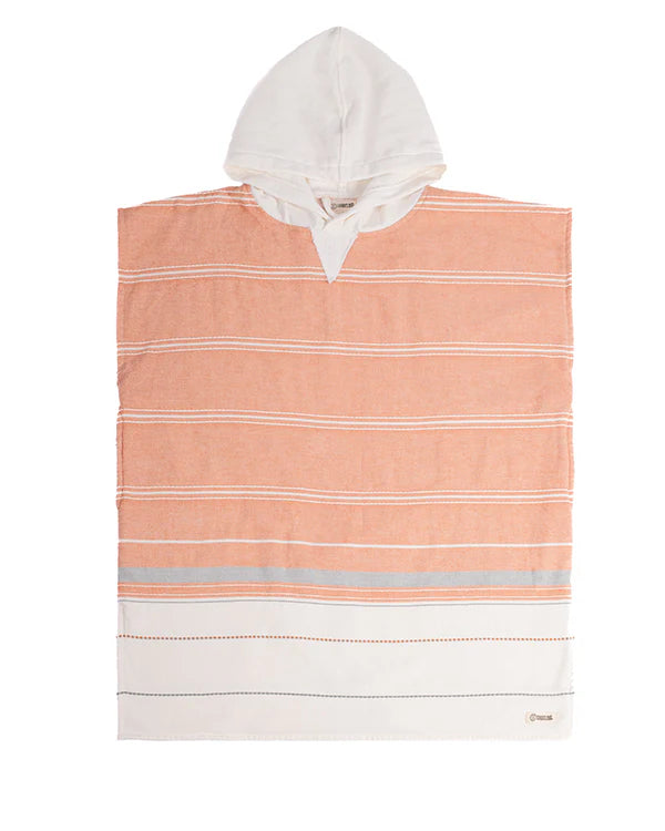 Colorblock Stripe Hooded Poncho Youth - Orange