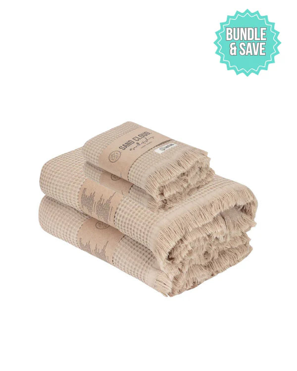 Micro Waffle XL Bath Bundle - Sand