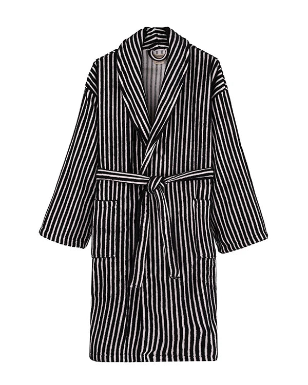 Stripe Dot Robe - Black