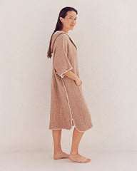 Falta Gauze Hooded Poncho - Warm Taupe